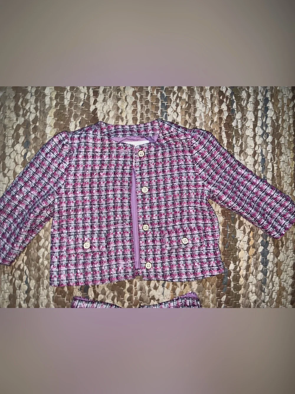 Janie and Jack Pink Plaid Tweed Two-Piece Set